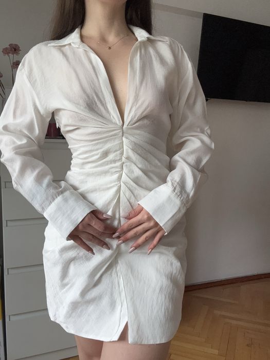 Rochie zara din panza alba - bej