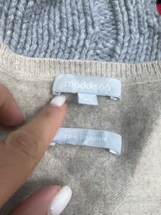 MADDISON размер L / XL кашмирен пуловер 100% КАШМИР къс ръкав бежов