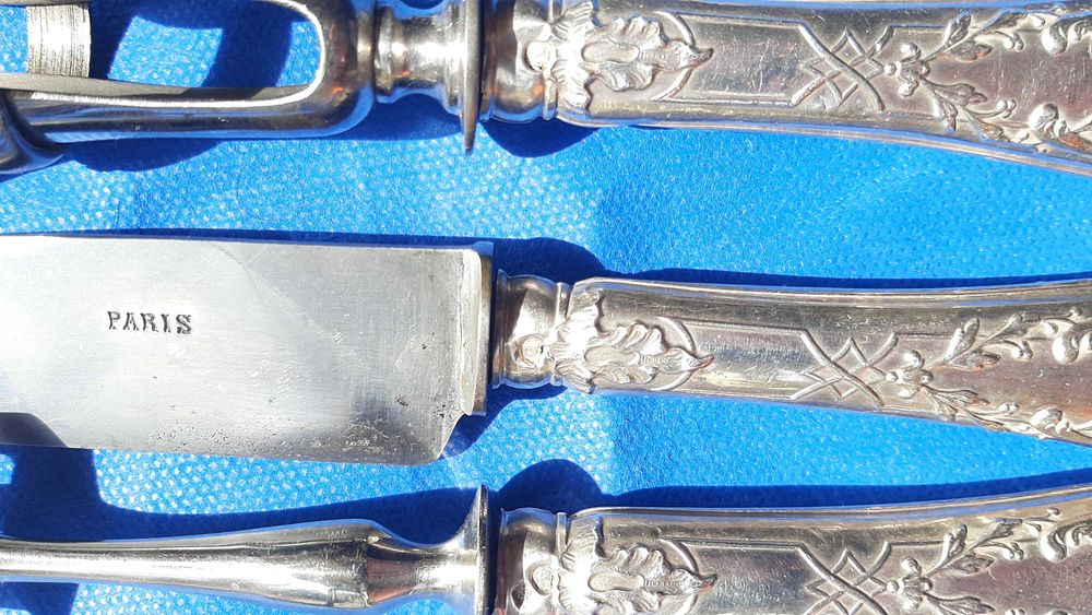 Set 3 tacamuri servit carne, argint sterling 950, Franta, 1886-1900