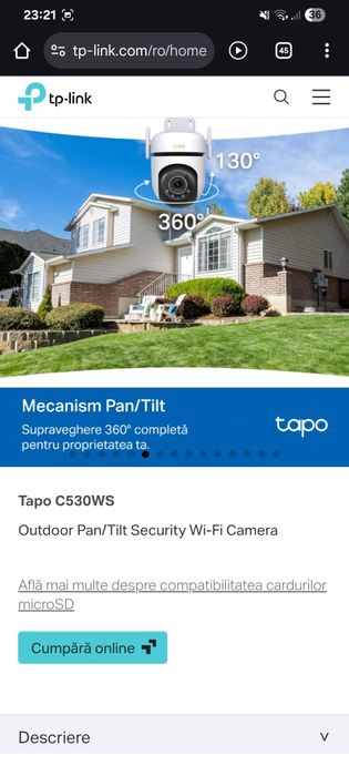 Ultima oferta Camera Tapo C530WS 3K 5Mpx rotire 360