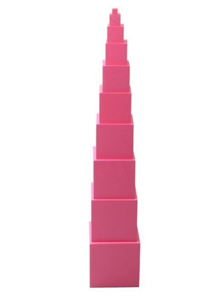 Кафява стълба + розова кула Монтесори малък размер 0.7-7см. ПРОМО