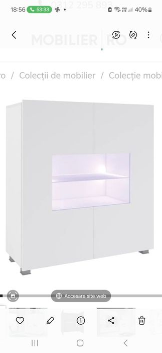 Vând corp mobilier sufragerie nou (alb + alb lucios)