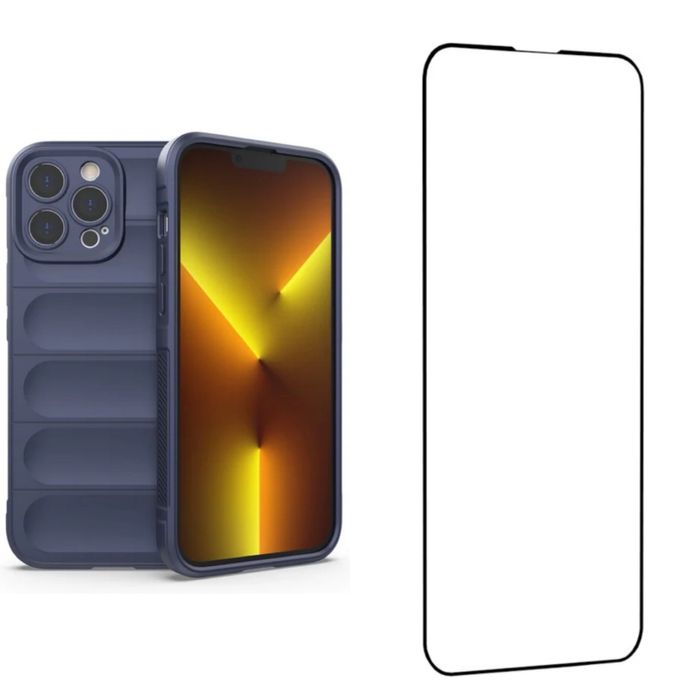 Husa Silicon Wave + Folie Sticla 11D 6D Privacy Iphone 16 PRO MAX PLUS