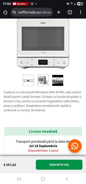 Vând cumpotr microunde whirlpool max 49