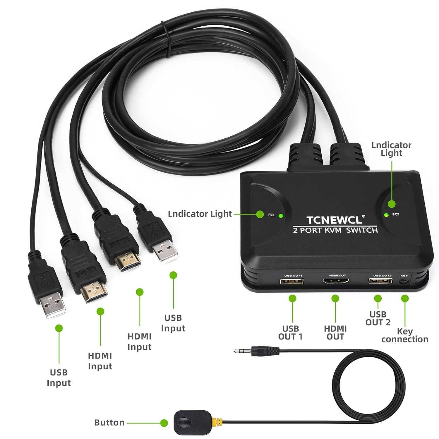Comutator Switch KVM HDMI 4K 2 porturi,2 PC IN - 1 Monitor OUT,4K-30Hz