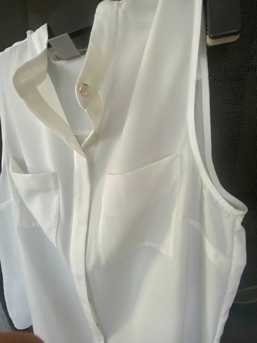 Camasa/top fara maneci, alb, vascoza+poliamida, S/36, H&M