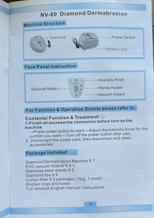 Aparat cosmetic NV 60 - Microdermabraziune