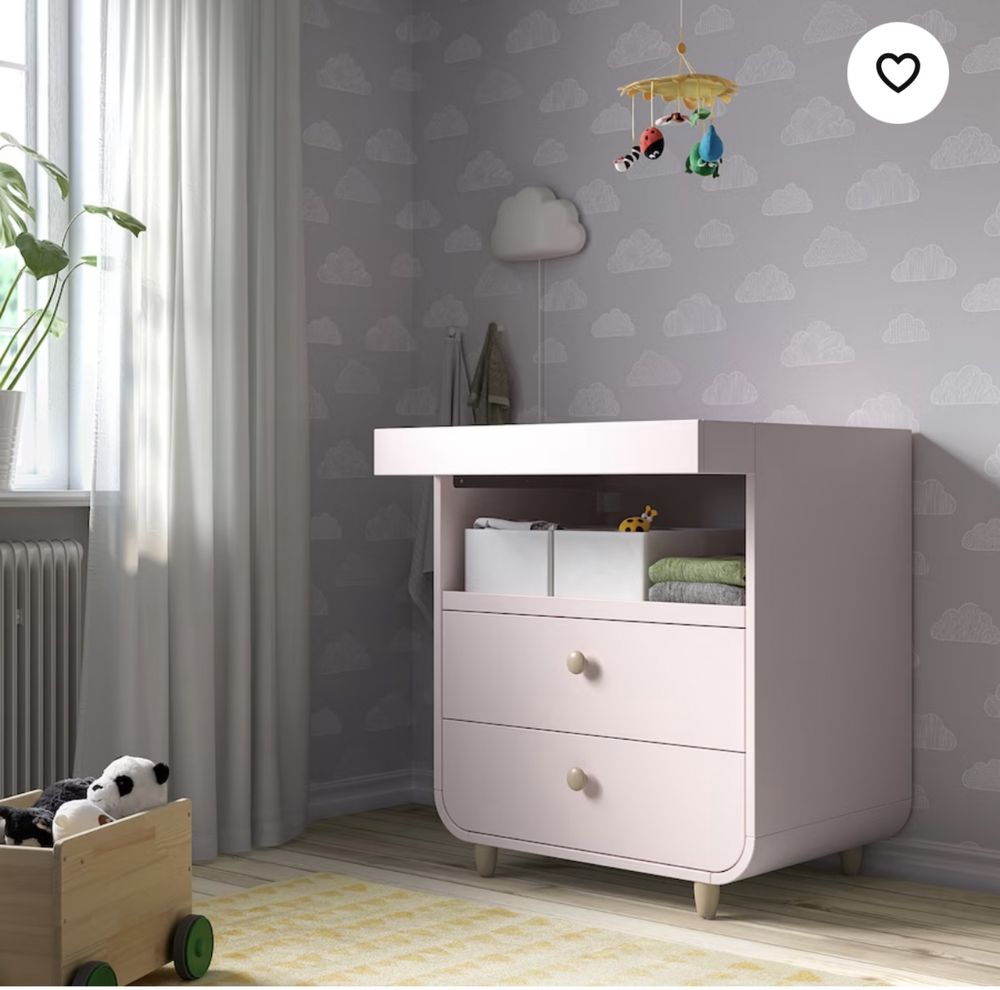 Set patut si masa de infasat-comoda din lemn IKEA