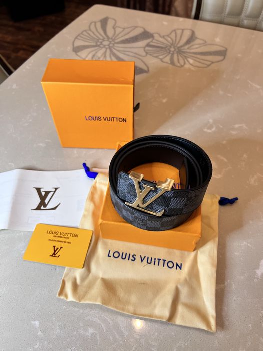 Curea Louis Vuitton Black Grid 115cm/Catarama Gold/Full Box