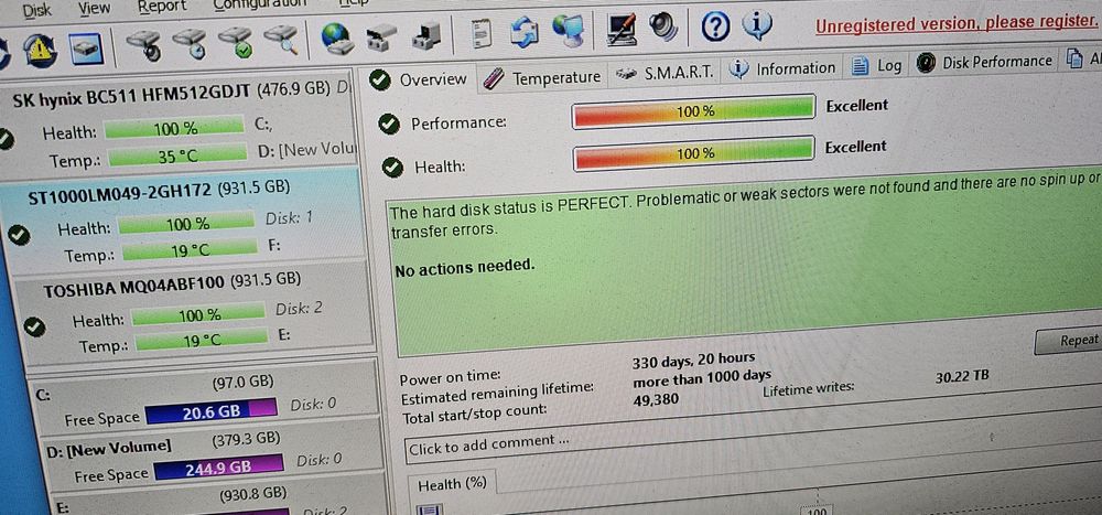 Hard disk laptop 2.5" 1TB 100% health