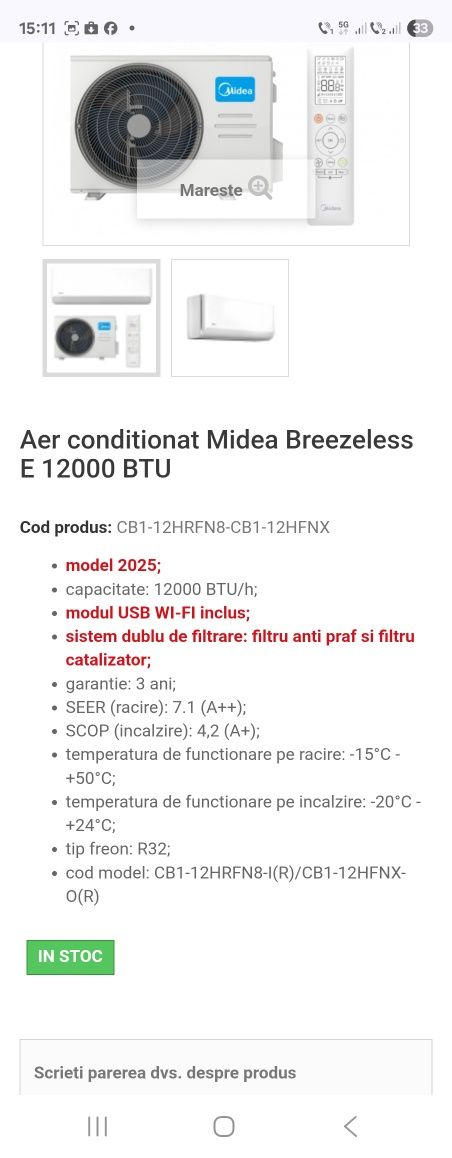 Aer condiționat Midea Brezzles 12000btu
