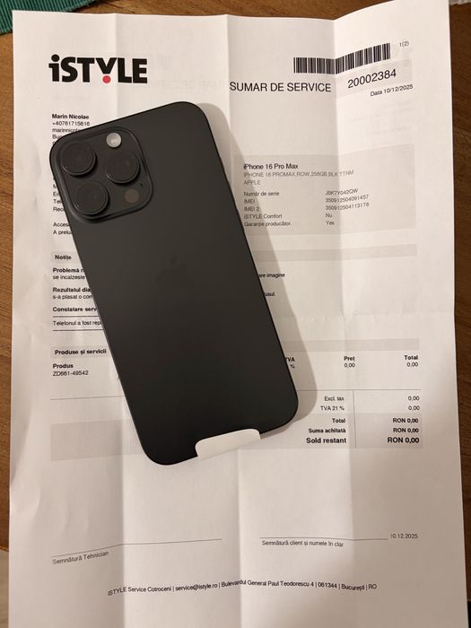 Iphone 16 Pro Max 256Gb Black Nou Swap