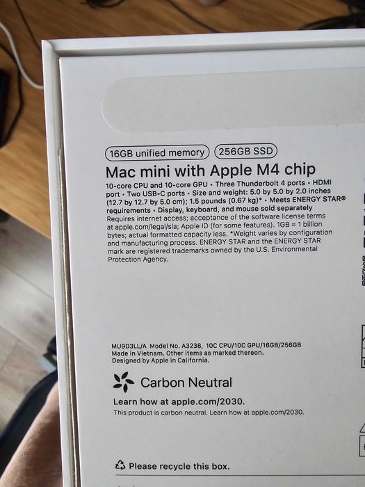 Mac Mini M4 16/256, как новый