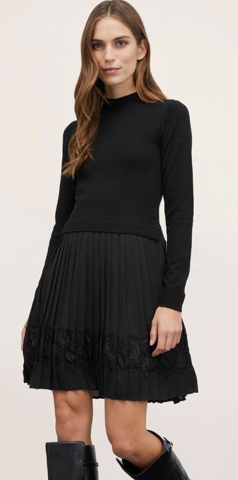 Motivi rochie din tricot cu fusta plisata din satin XS/34