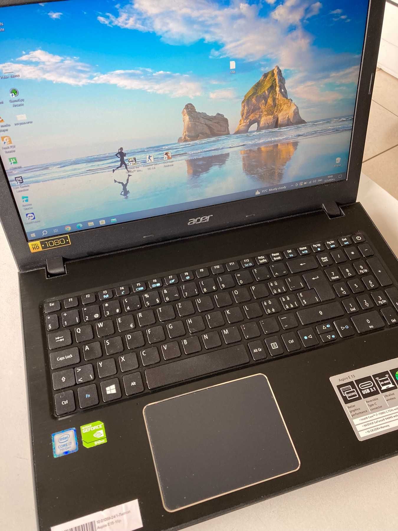 Геймърски лаптоп Acer Aspire E15 16GB RAM