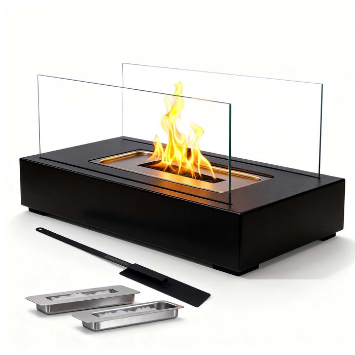 Semineu decorativ portabil pe bioetanol 35x18x17 cm design modern