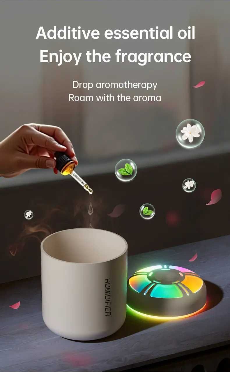 Umidificator USB Compact 2 în 1 cu LED Multicoloră pentru masina