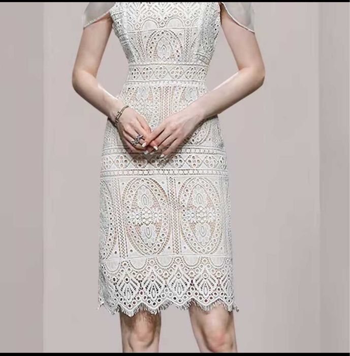 Бяла рокля дантела, Бяла рокля, Дантелена рокля, Елегантна бяла рокля,