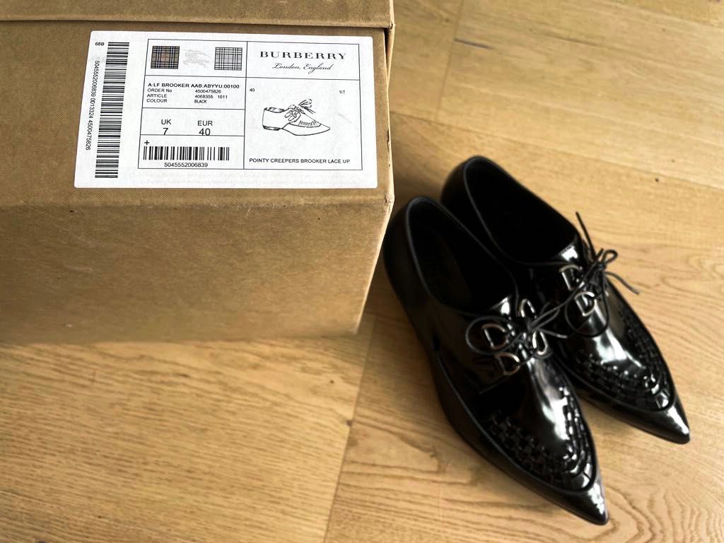 Woven-toe Polished Leather Derby Shoes Burberry