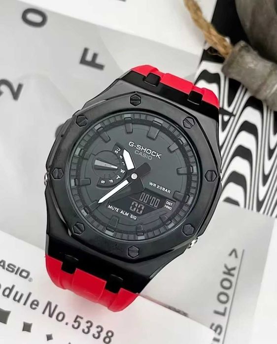 Ceas Sport Casio G-Shock RoyalOak Rosu-Negru – Nou, Garanție 2 Ani