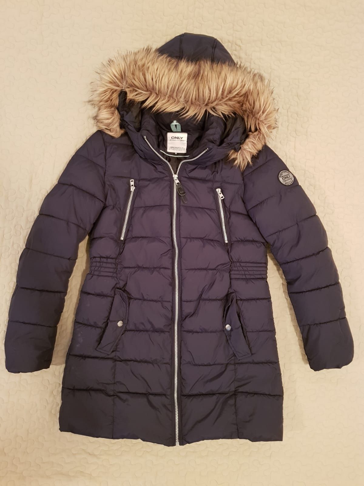 Geaca iarna cu gluga, bleumarin