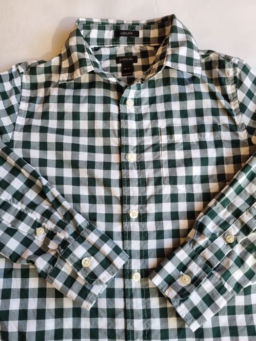 Свежа карирана риза в зелен нюанс и светло сини дънки Zara, 122 см.