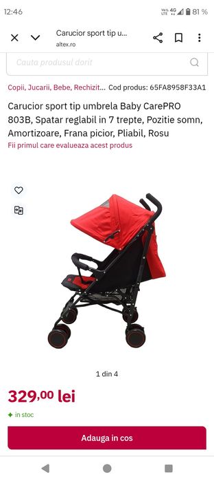 Căruț copii sport tip umbrela