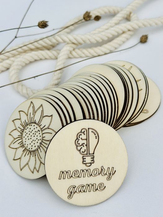 Joc memory lemn pentru copii 24piese, blank pentru pictură