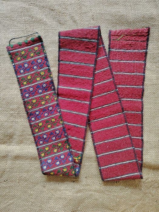 Brâu costum popular, motiv floral, lucru de mână