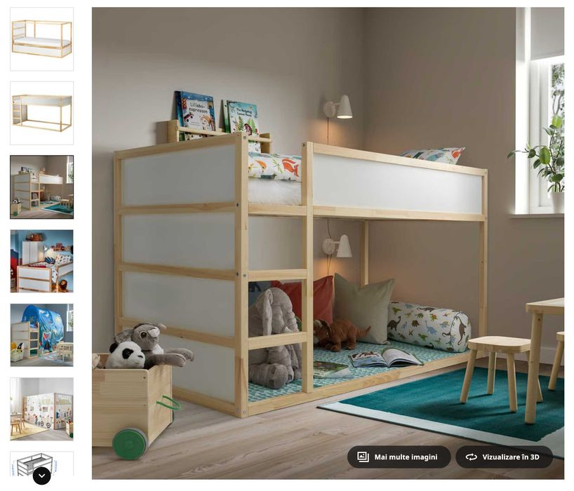 Pat supraetajat copii ikea reversibil (Include cort)