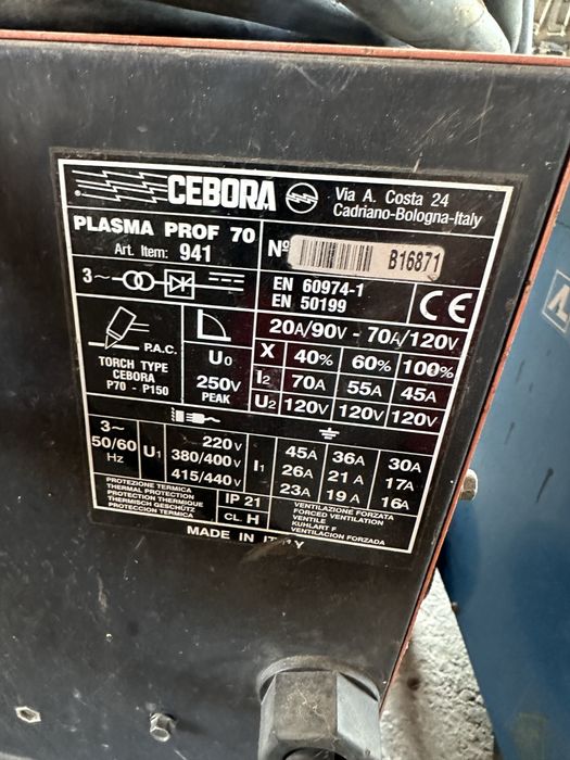 Debitor plasma CEBORA 70 amperi