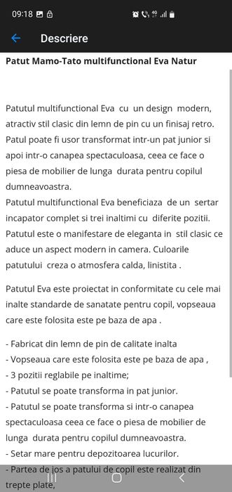 Pătuț pentru copii + saltea