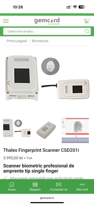 Scanner Biometric profesional Thales Fingerprint Scanner CSD201i