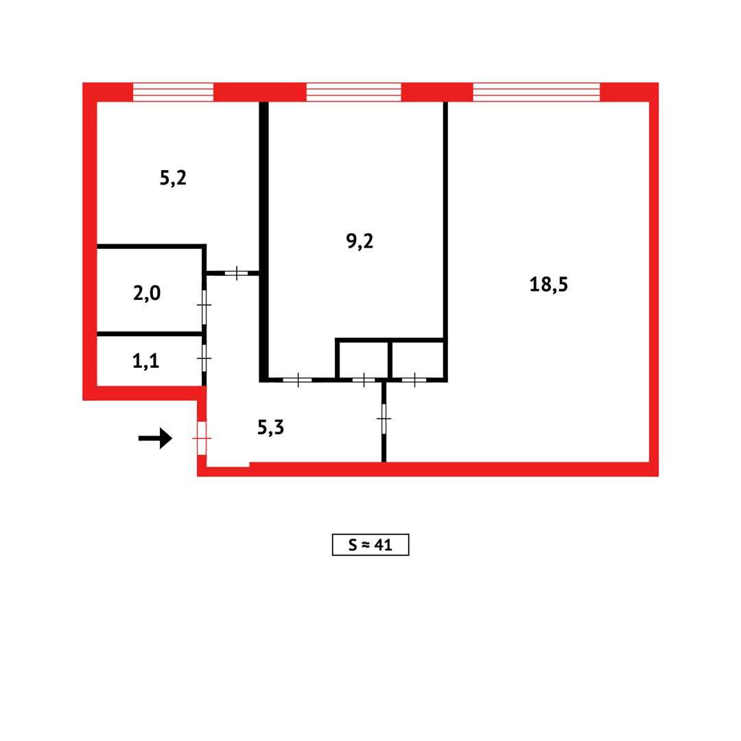 Продам 2-комнатную квартиру по Металлургов, 41 м², 2/9 этаж