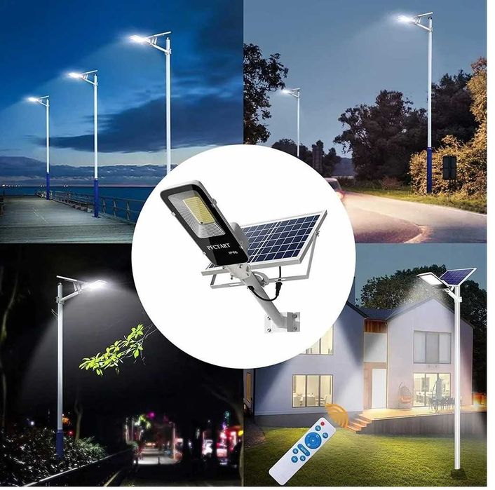 Lampa cu incarcare solara 100W 350LED cu Telecomanda si Suport Metalic
