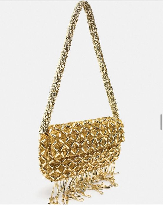 Geanta ocazie eleganta, argintiu, auriu , cu paiete Zara