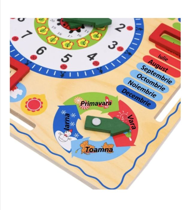 Oferta ! Joc educativ din lemn , învață ceasul , zilele ,luni