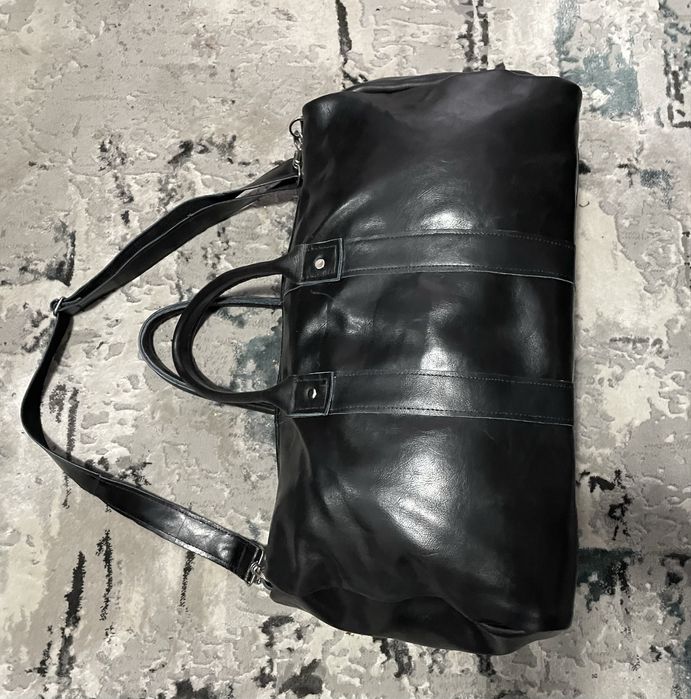 Geanta de voiaj din piele naturala pt voiaj/transport/sala negru/black