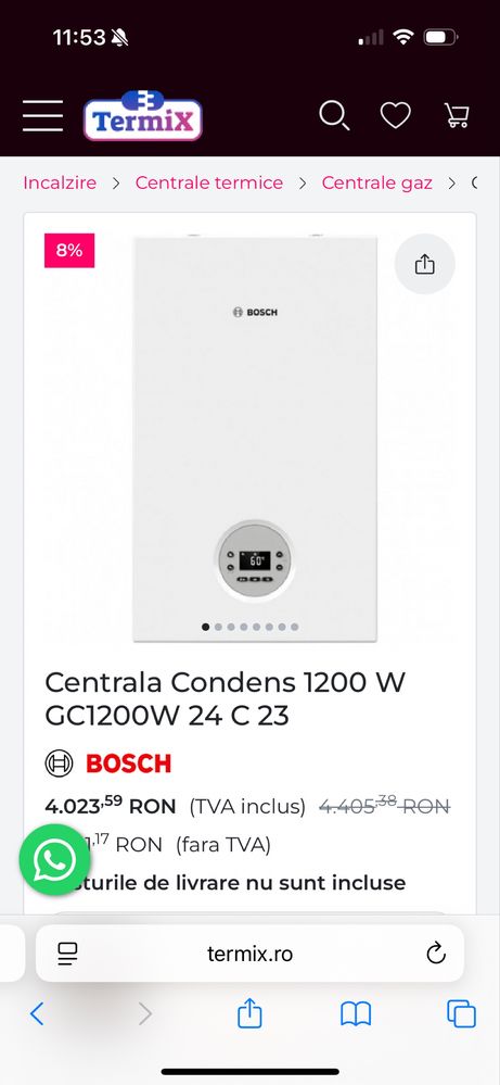 Vand centrale bosch 24 kw