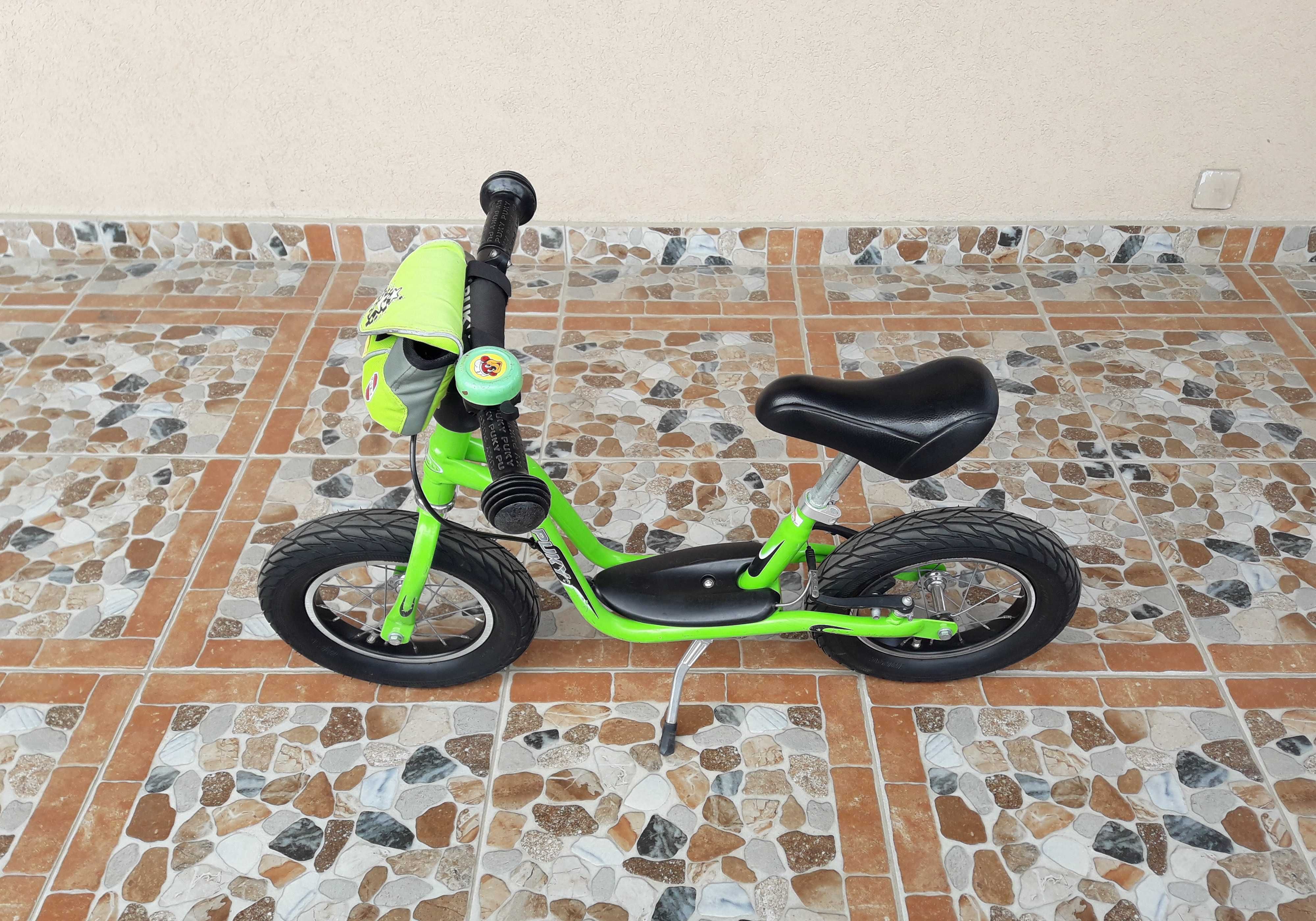 Bicicletă copii fără pedale 12’ PUKY LR XL - verde, BONUS clopot