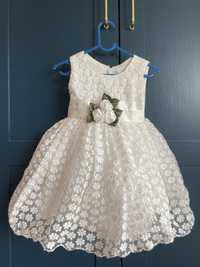 Бяла официална рокля за момиче / дете 2-3 годинки