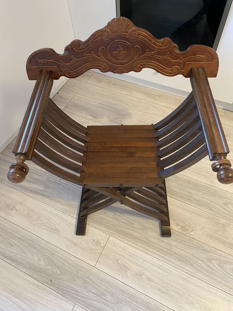 Scaun Vintage Savonarola Lemn Masiv