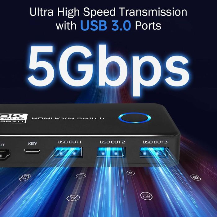 TCNEWCL HDMI KVM Switch 2 Computer 1 Monitor, 8K-60Hz 4K-120Hz 2.1 USB