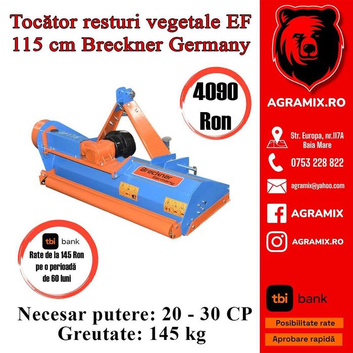 Tocatoare resturi vegetale Breckner Germany 1.15m noi Agramix EF115