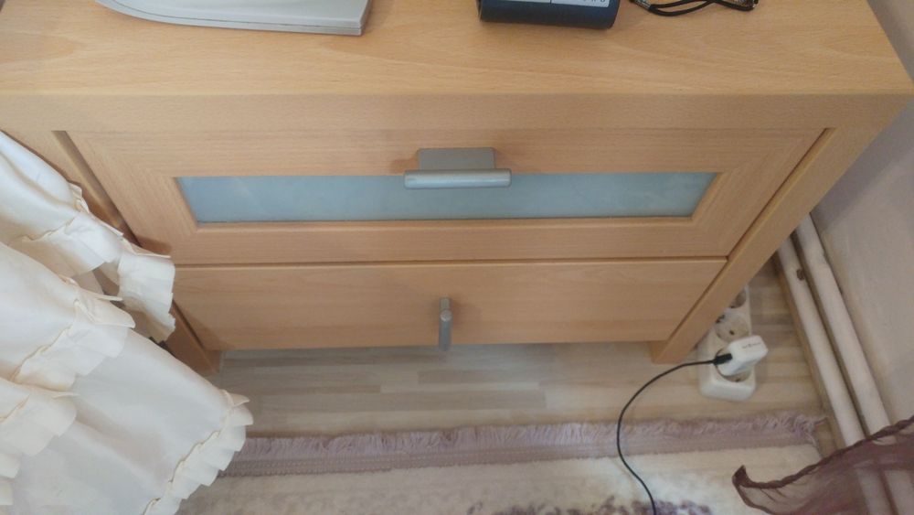 Vand dormitor complet !!! Culoare NATUR ! Pat 2 noptiere Dulap 2 uși