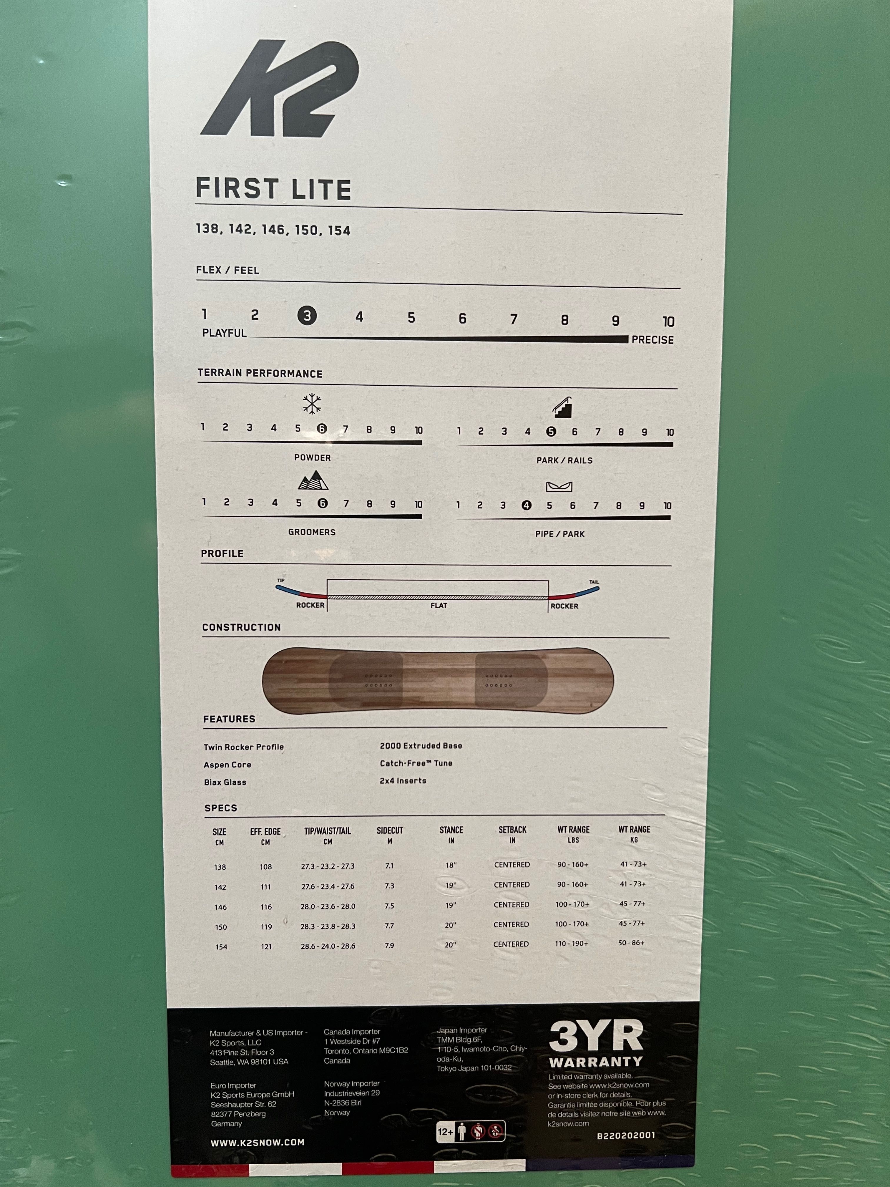 Чисто нов дамски сноуборд K2 FIRST LITE 2023 146 см