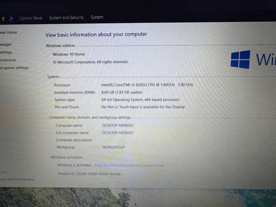 VAND Laptop DELL inspiron, intel i5 8265U, 8GB RAM 1.5TB SSD