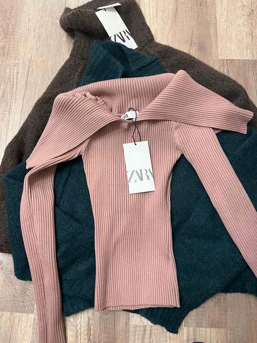 Zara блуза с дълъг ръкав пуловер голи рамене