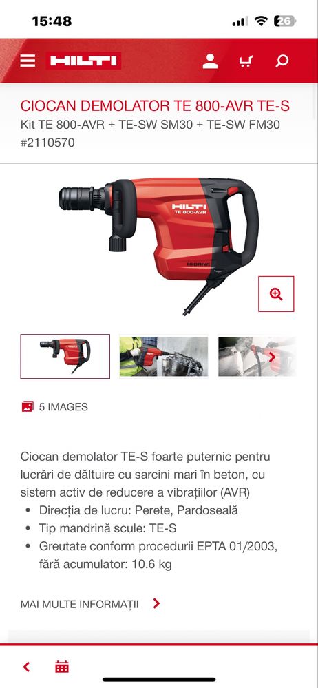 Demolator Hilti TE 800 AVR -Nou