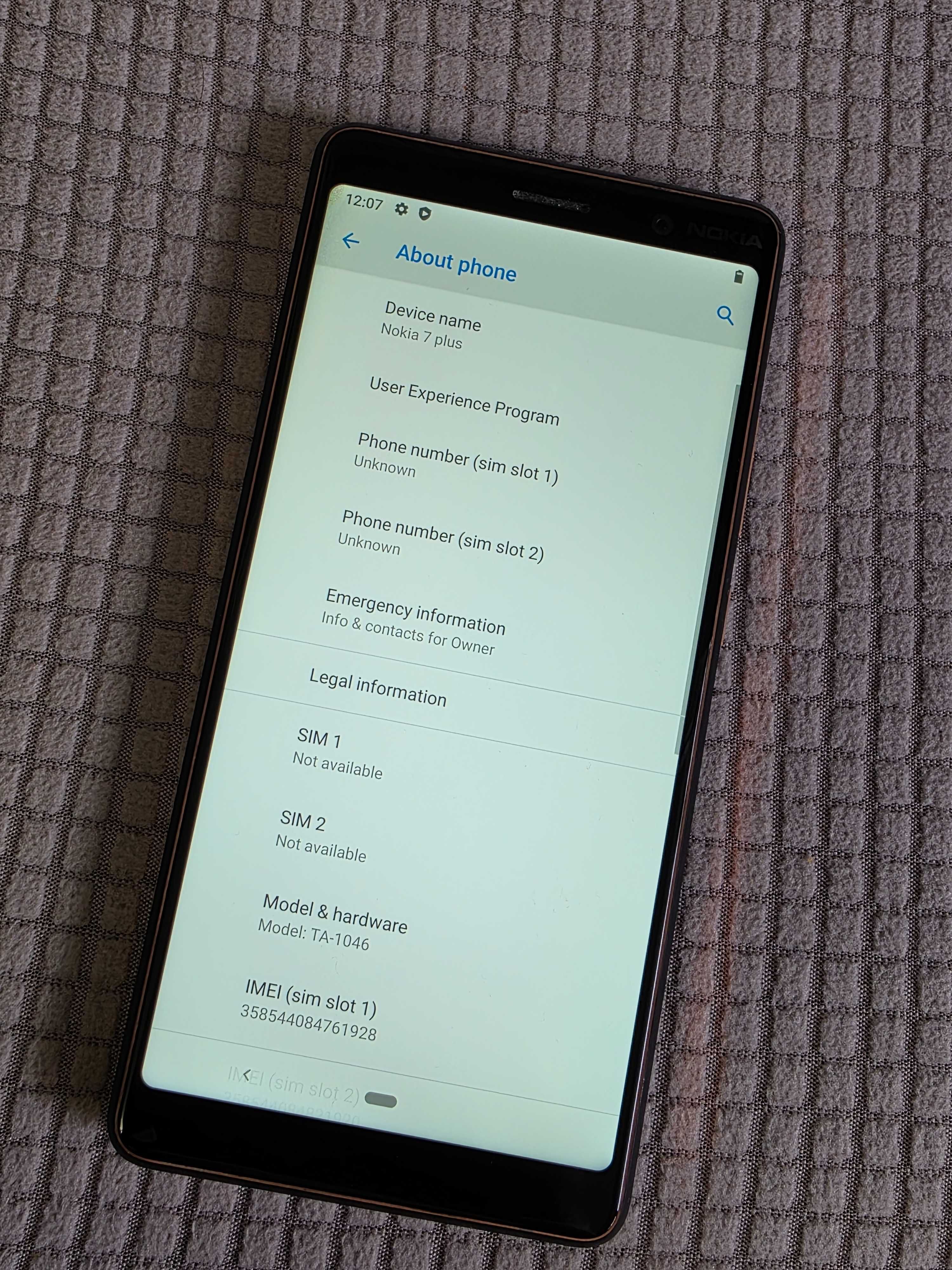 Nokia 7 Plus stocare 64GB, 4GB ram